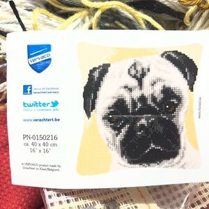 Pug Dog Cross Stitch Kit - Black and Cream